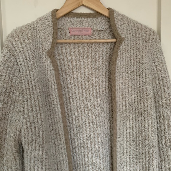 Women's Beige Open-Front Sweater - Picture 2 of 5